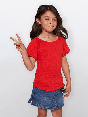 Polera Niña Manga Corta Rojo Familyshop