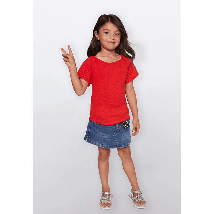 Polera Niña Manga Corta Rojo Familyshop 2