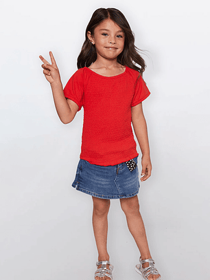 Polera Niña Manga Corta Rojo Familyshop