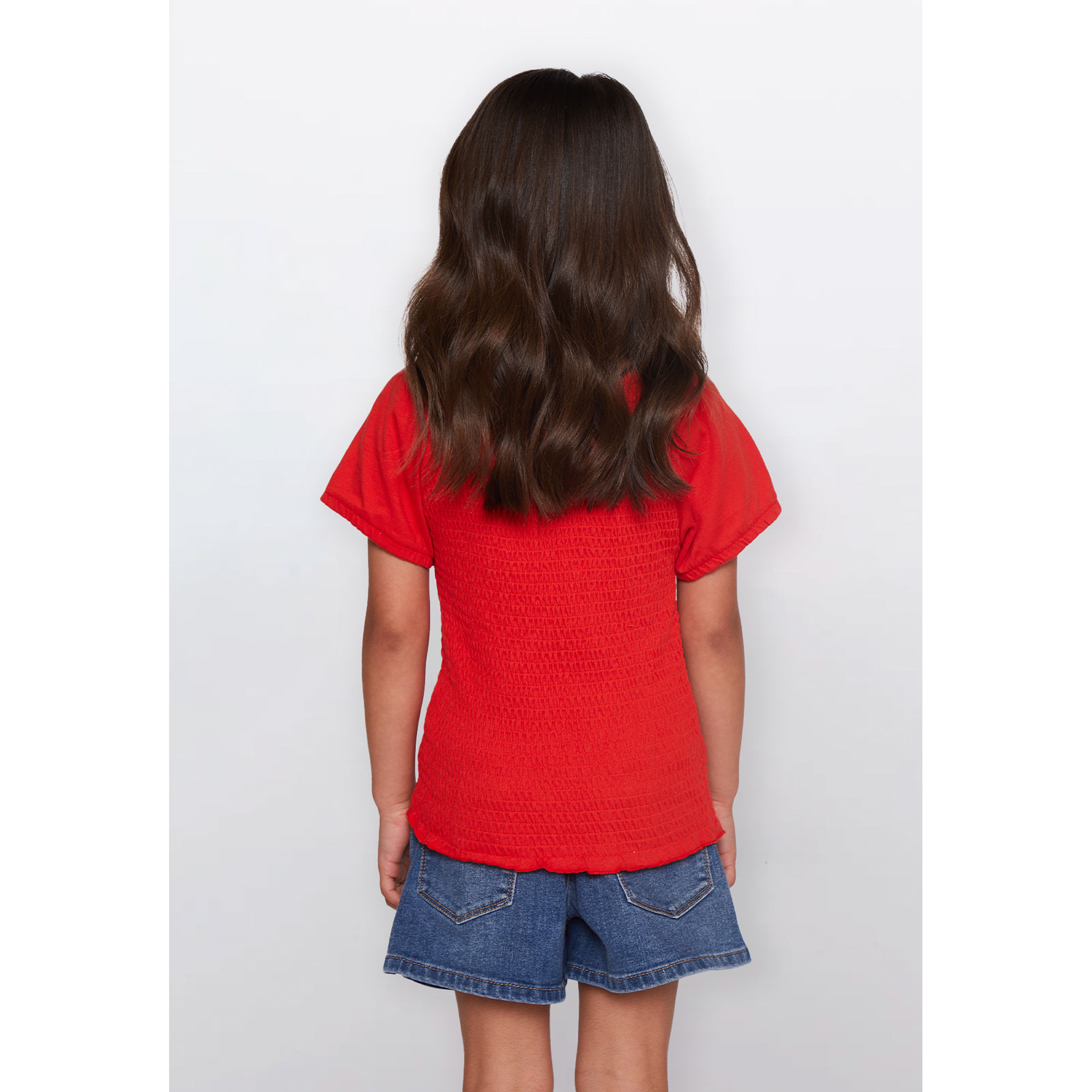 Polera Niña Manga Corta Rojo Familyshop 3