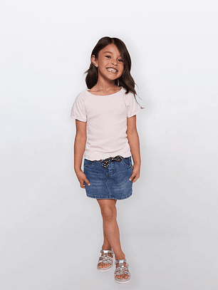 Polera Niña Raglan Panal Rosado Familyshop