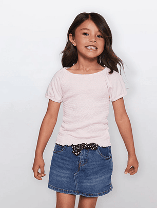 Polera Niña Raglan Panal Rosado Familyshop