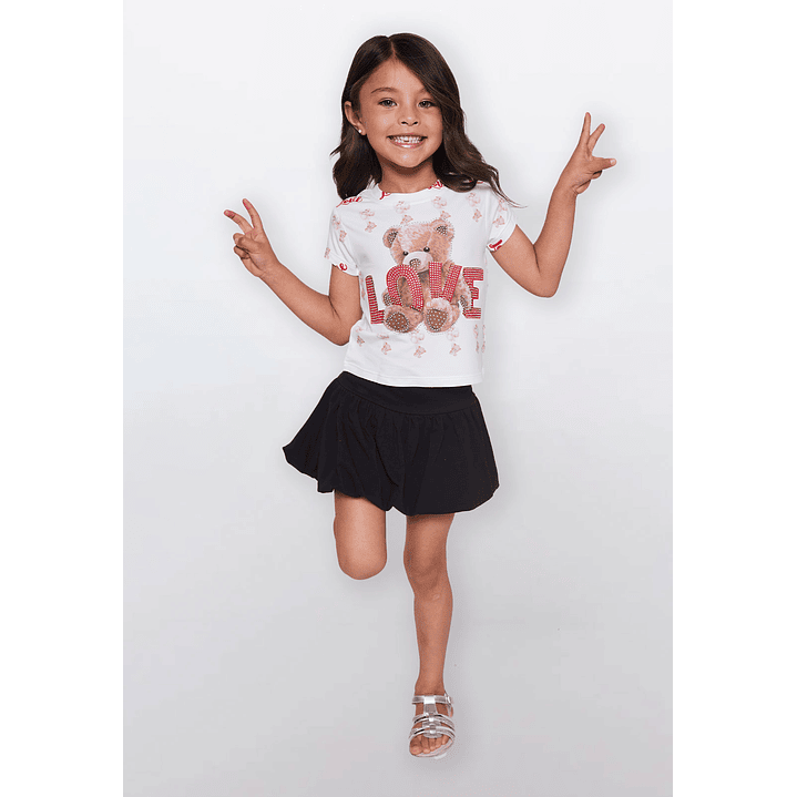 Polera Oso Love Niña Blanco Familyshop 2