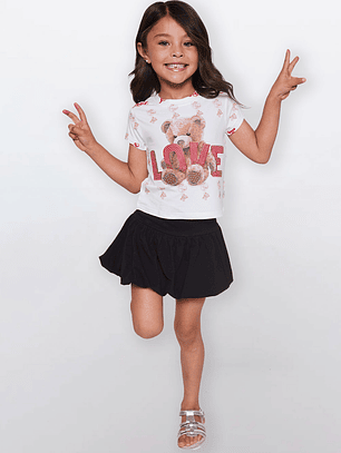 Polera Oso Love Niña Blanco Familyshop