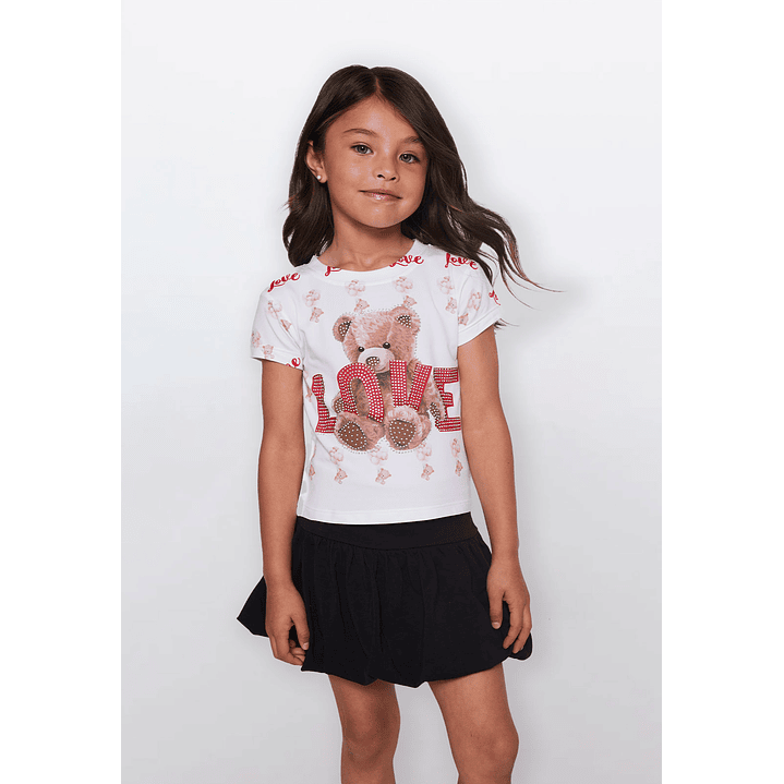 Polera Oso Love Niña Blanco Familyshop 1