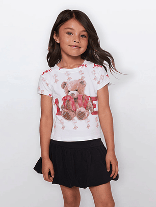 Polera Oso Love Niña Blanco Familyshop