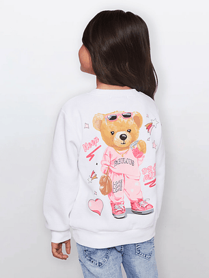 Polerón Niña Cuello Redondo Blanco Familyshop