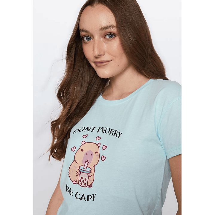 Pijama Corto Capibara Mujer Celeste Familyshop 3