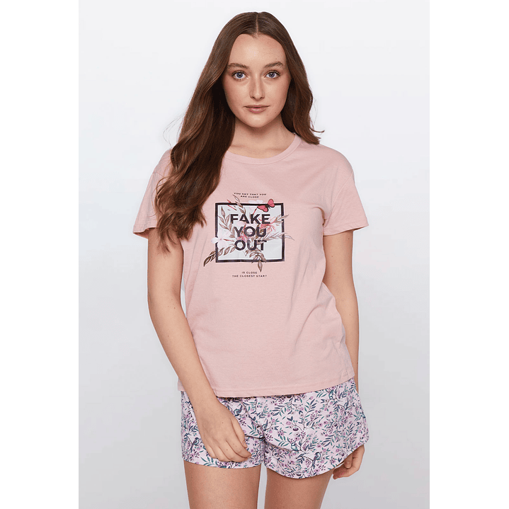Pijama Corto Mujer Rosado Familyshop 2