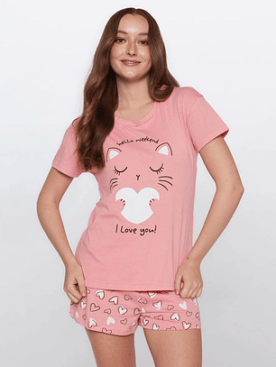 Pijama Corto Fox Mujer Rosado Familyshop