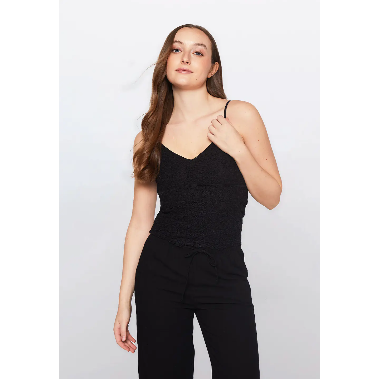 Polera Mujer Crochet Negro Familyshop 1