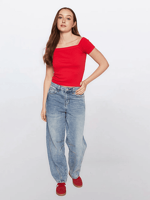 Polera Mujer Manga Corta Rojo Familyshop