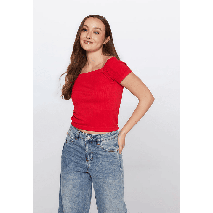 Polera Mujer Manga Corta Rojo Familyshop 1