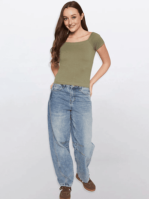 Polera Mujer Escote Verde Familyshop