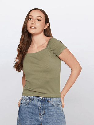 Polera Mujer Escote Verde Familyshop