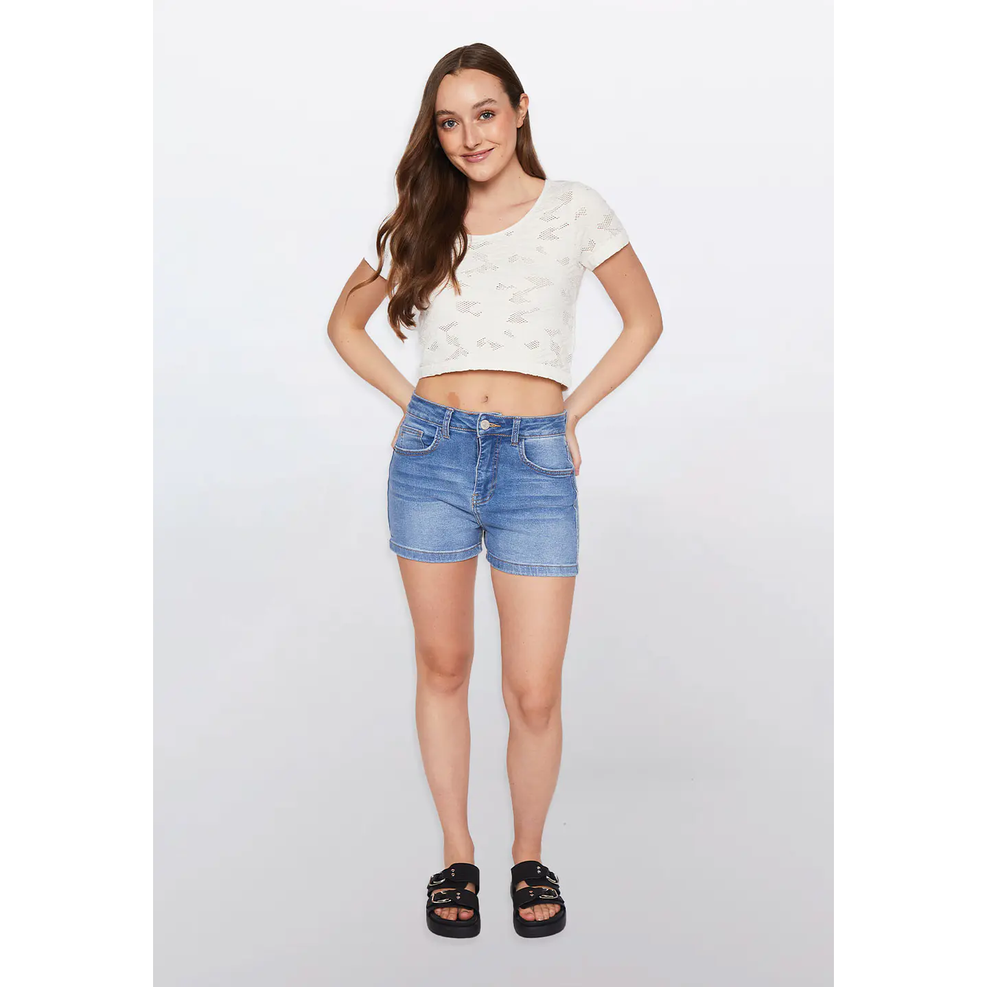 Short Mujer Tiro Alto Azul Familyshop 2