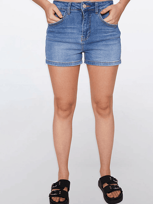 Short Mujer Tiro Alto Azul Familyshop