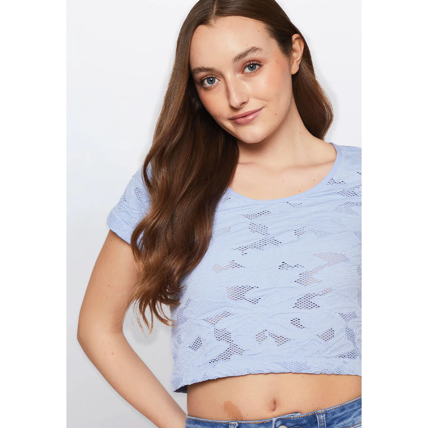 Polera Mujer Manga Corta Celeste Familyshop 3
