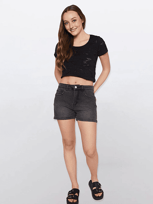 Short Mujer Tiro Alto Negro Familyshop