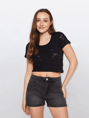 Polera Mujer Seamless Negro Familyshop