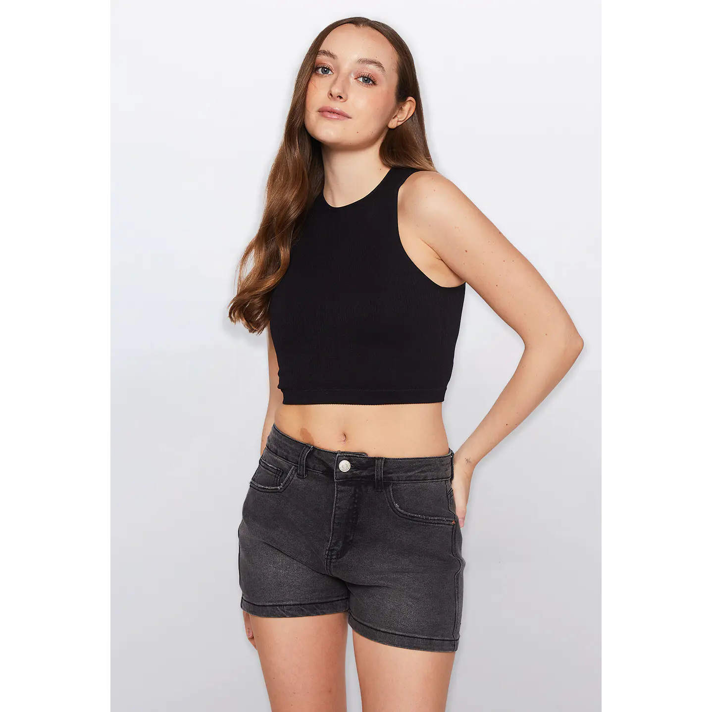 Polera Mujer Tanks Corta Negro Familyshop 1
