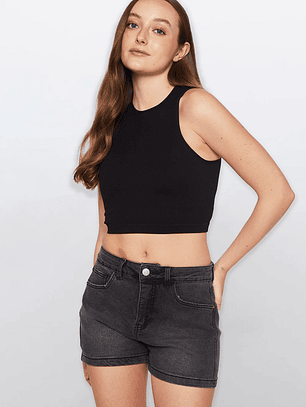 Polera Mujer Tanks Corta Negro Familyshop