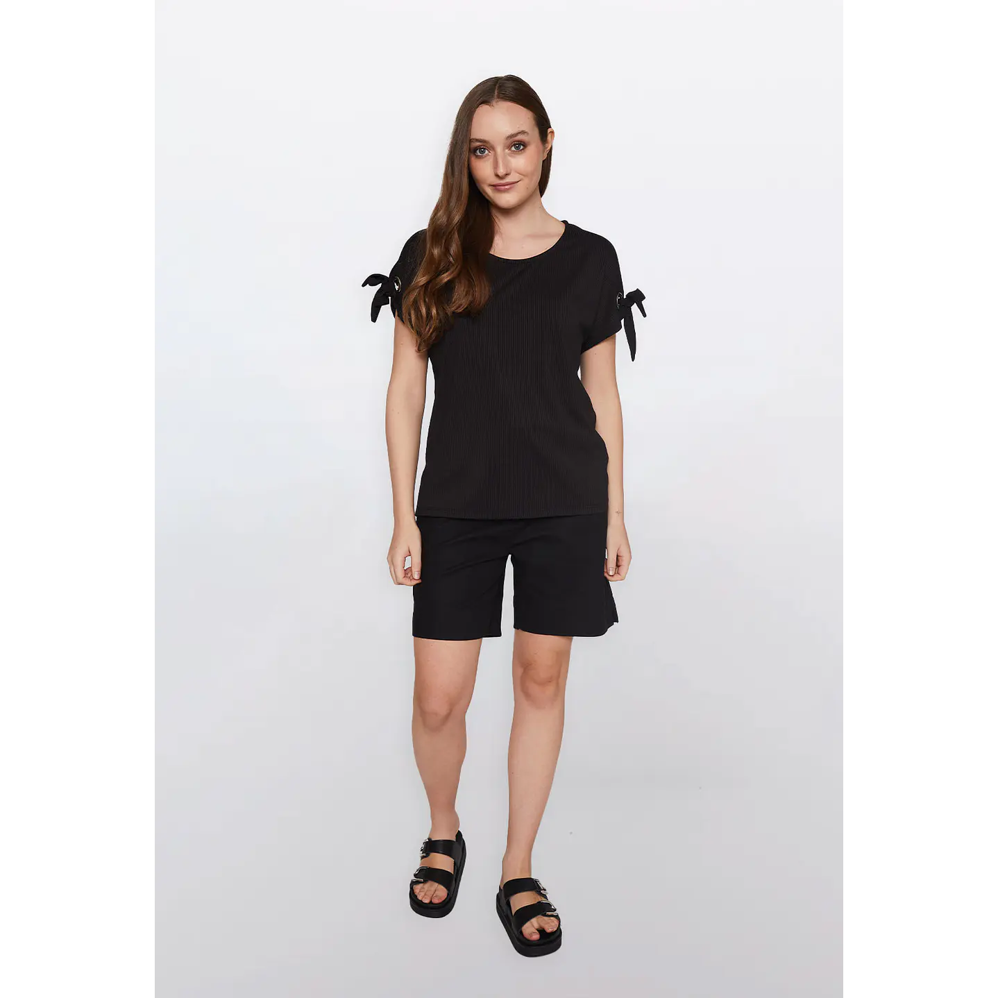 Short Mujer Lino Hebilla Negro Familyshop 2
