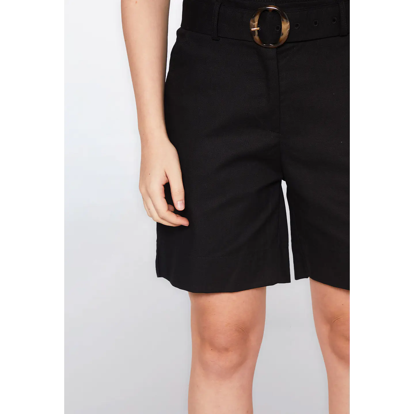 Short Mujer Lino Hebilla Negro Familyshop 4