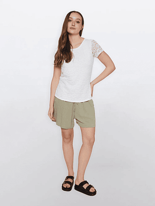 Short Mujer Chic Lino Verde Familyshop
