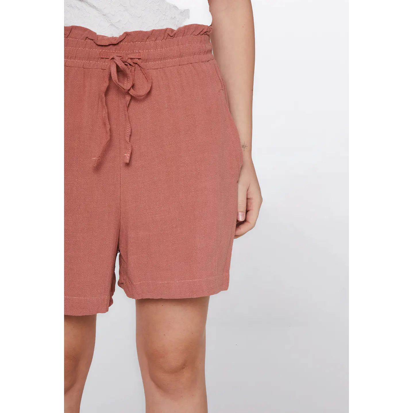 Short Mujer Chic Lino Ladrillo Familyshop 4