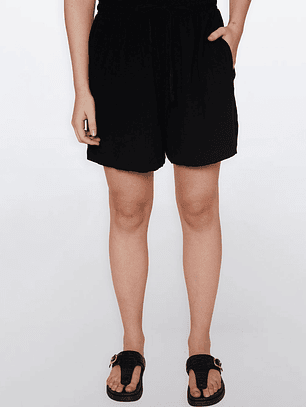 Short Mujer Chic Lino Negro Familyshop