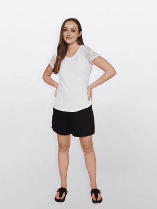 Short Mujer Chic Lino Negro Familyshop