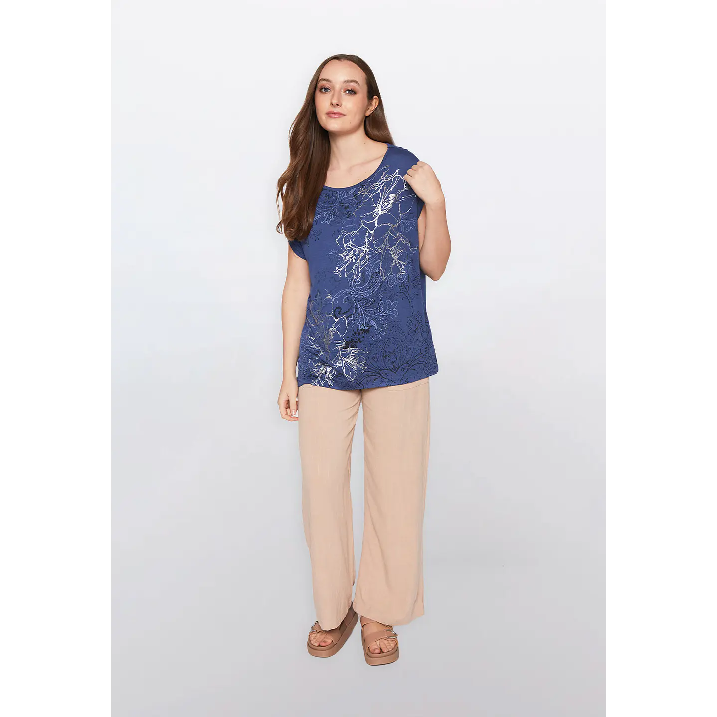 Polera Mujer Manga Corta Azul Familyshop 1