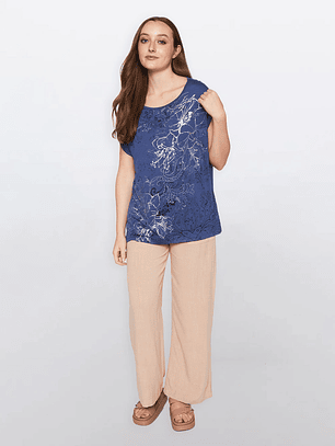 Polera Mujer Manga Corta Azul Familyshop