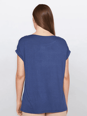 Polera Mujer Manga Corta Azul Familyshop