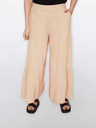 Pantalón Mujer Lino Cortes Beige Familyshop