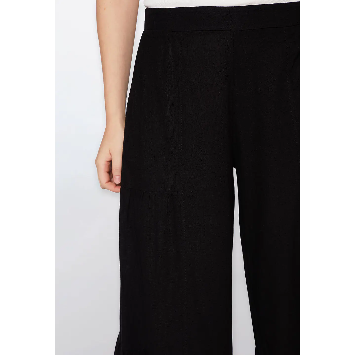 Pantalón Mujer Lino Cortes Negro Familyshop 4