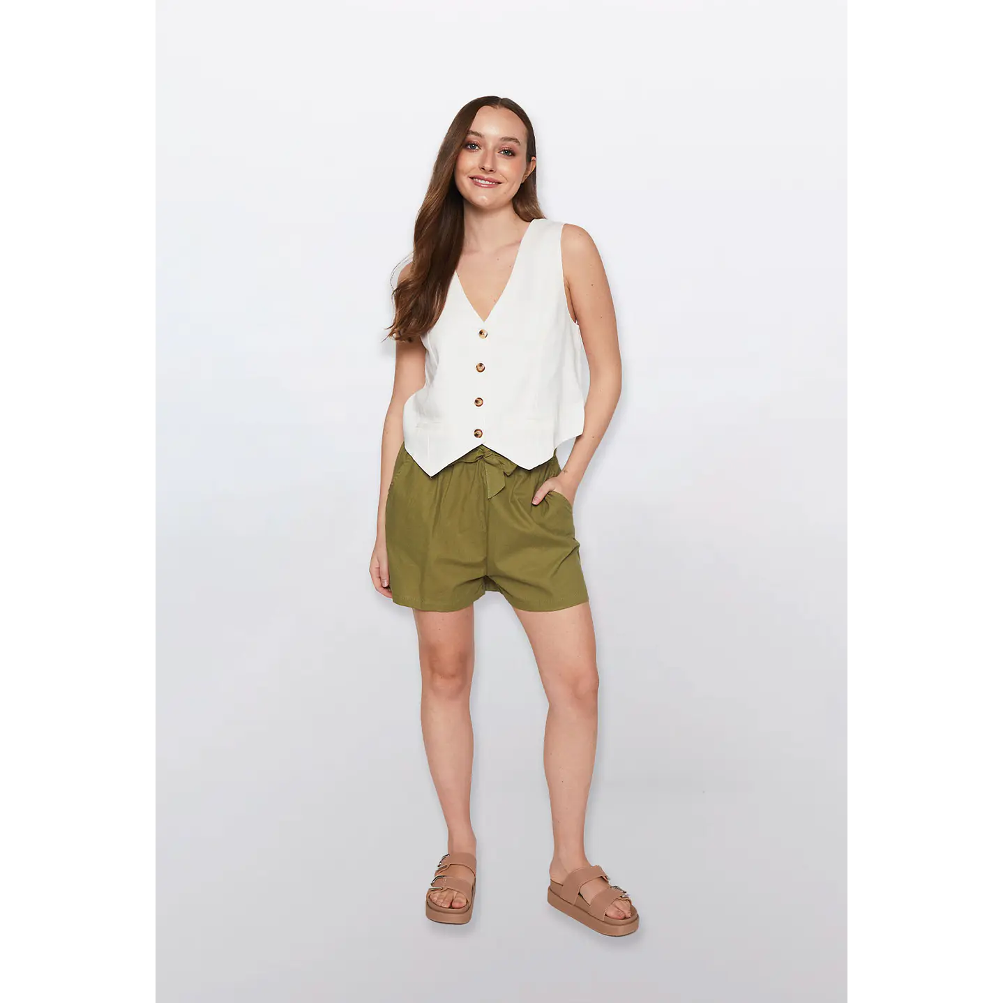 Short Mujer Tiro Alto Verde Familyshop 2