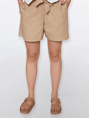 Short Mujer Tiro Alto Beige Familyshop