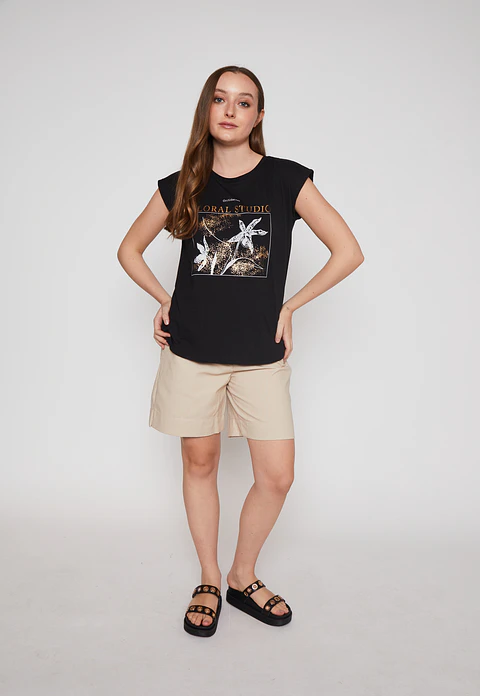 Short Mujer Lino Hebilla Beige Familyshop