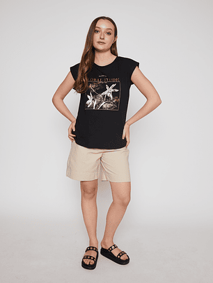 Short Mujer Lino Hebilla Beige Familyshop