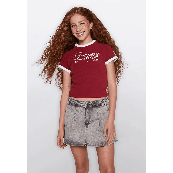 Polera Lola Manga Corta Burdeo Familyshop 1