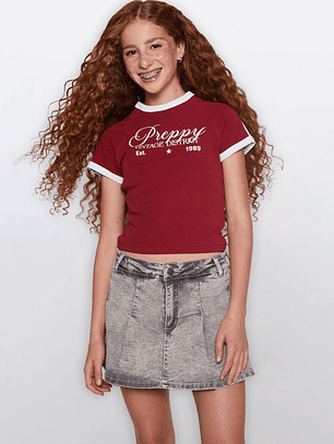 Polera Lola Manga Corta Burdeo Familyshop