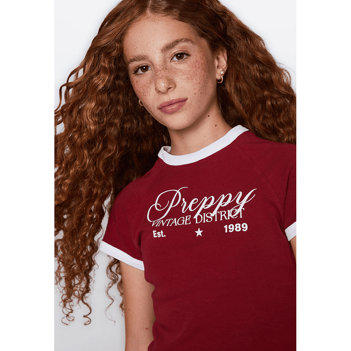 Polera Lola Manga Corta Burdeo Familyshop 3