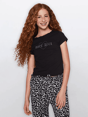 Polera Lola Strass Moda Negro Familyshop