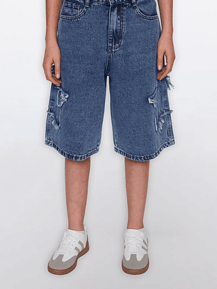 Short Lola Pretina Elástica Azul Familyshop