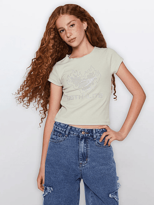 Polera Lola Strass Moda Verde Familyshop