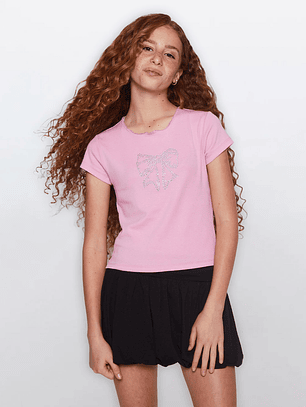Polera Lola Strass Moda Rosado Familyshop
