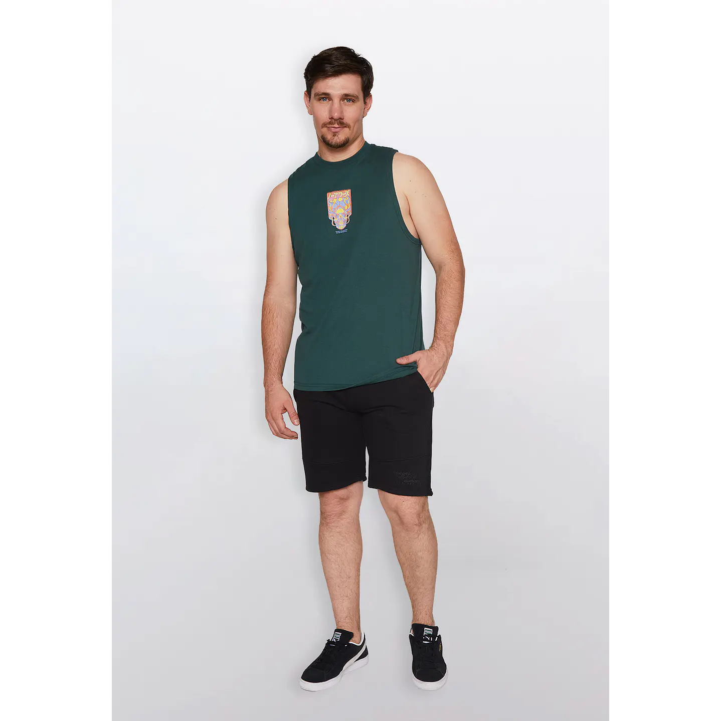 Polera Hombre Calavera Verde Familyshop 2