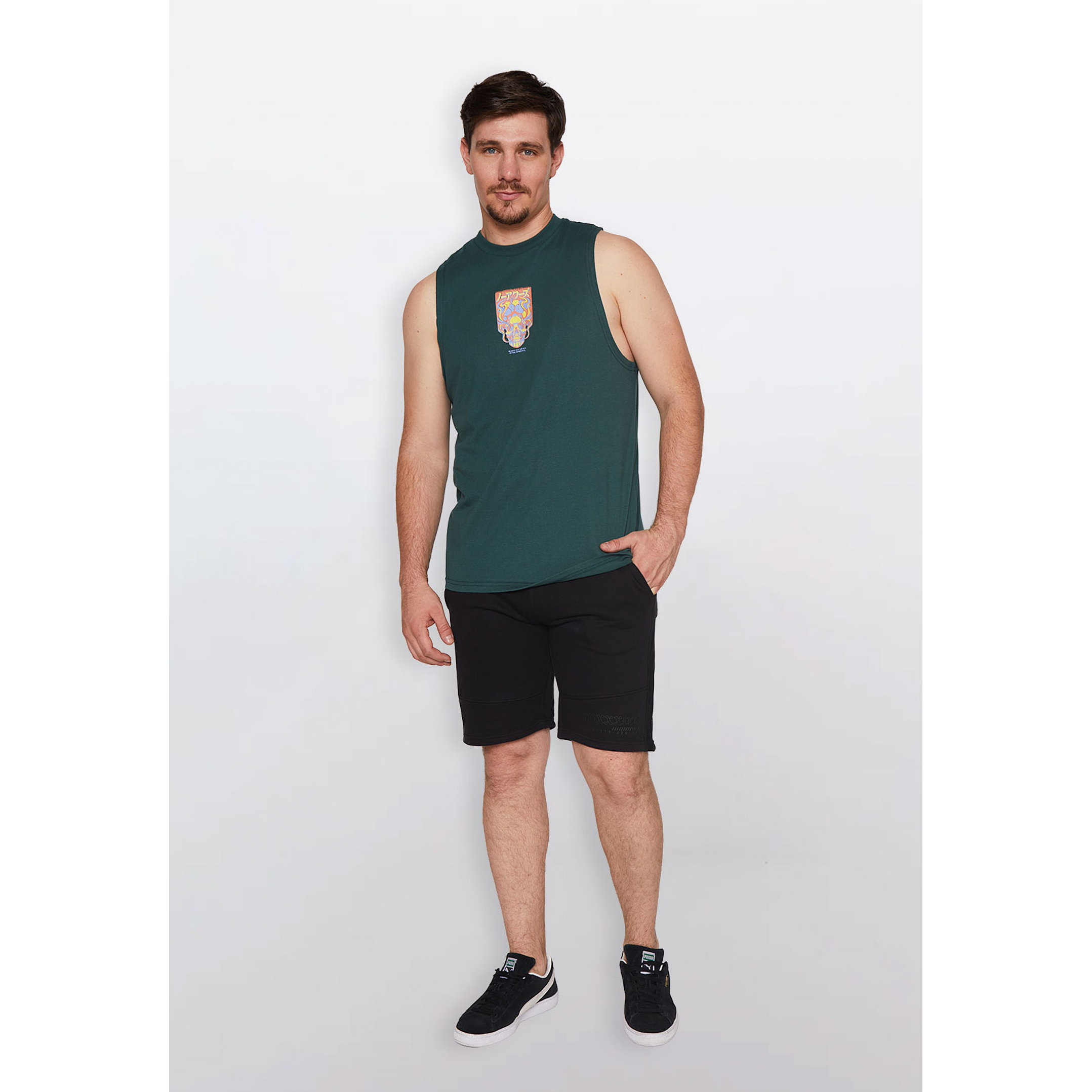 Polera Hombre Calavera Verde Familyshop 2